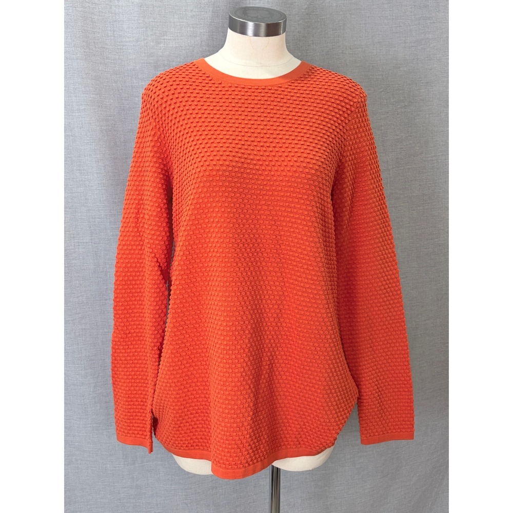 COS Sweater S Orange 100% Cotton Textured Popcorn Knit Crewneck Long Sleeve